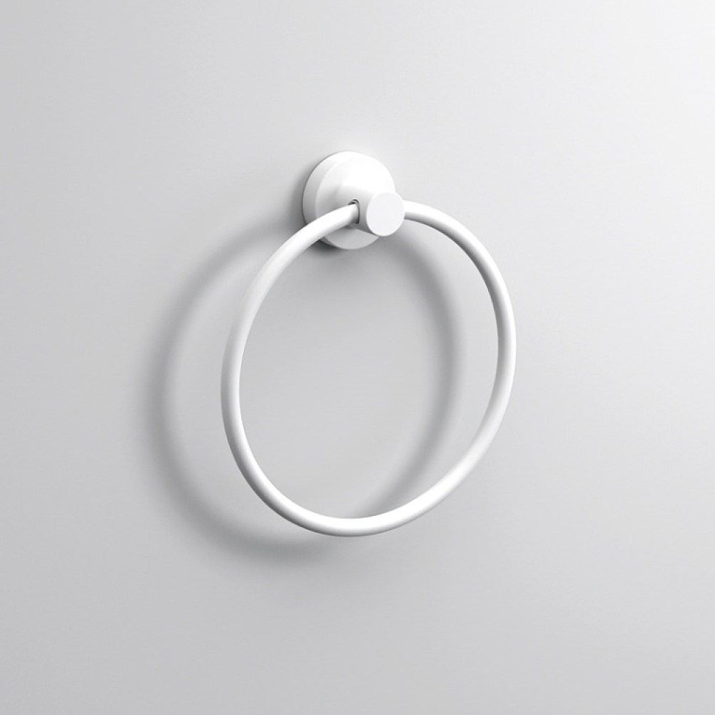 Close up product image of the Origins Living Tecno Project White Towel Ring